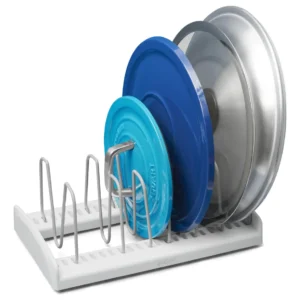 Organizador de Tapas Ajustable Estándar [MARCA] Modelo [MODELO]: Blanco Elegante, Optimiza Espacio en Cocina y Ahorra Tiempo. Ideal para Variedad de T