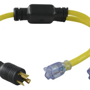 Enchufe Macho Industrial Heavy Duty 30A 125V con Adaptadores Hembra Duales 15/20A - Marca Leviton 4967-W - Conexión Segura y Versátil para Herramienta