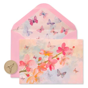 Tarjetas en Blanco Scattered Blossoms de American Crafts: Pack de 12 Tarjetas Elegantes para Manualidades, Invitaciones y Notas Personales - Diseño Fl