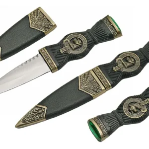 Cuchillo Escocés Cold Steel 18.4 cm Pommel Esmeralda: Forjado en Acero de Alto Carbono, Vaina Bronceada y Mango Ergonómico para Cortes Precisos y Dura