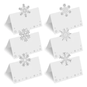 Tarjetas de Navidad Festivas con Diseño de Copos de Nieve - Paquete de 60 Unidades - Calidad Premium para Desear Felices Fiestas - Perfectas para Hoga