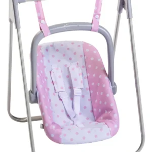 Columpio 2 en 1 y Portador Portátil para Muñecas - Marca Juguetilandia Modelo Princesa Rosa - ¡Diversión Doble! Columpio/Cuna + Transporte Fácil para