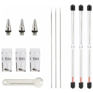 Set Completo de Boquillas y Agujas de Repuesto 0.5mm para Aerógrafo - Marca Iwata: Precisión Superior para Acabados Profesionales y Duraderos