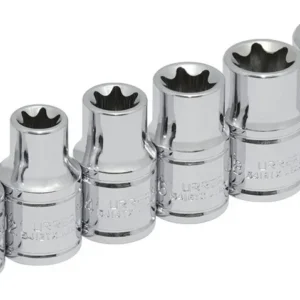 Juego de Dados Torx Hembra con Cuadro de 1/2 Pulgada en Riel de 6 Piezas - Milwaukee®: Resistencia Superior, Precisión Garantizada, Ideal para Trabajo