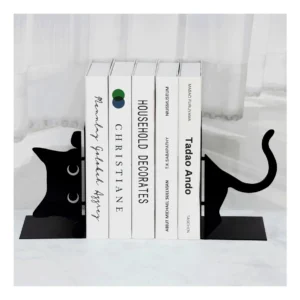 Estantería Flotante para Gatos con Diseño Moderno - Marca PetCasa Modelo Deluxe - Incluye Sujetalibros de Metal Negro, Fácil Instalación y Máximo Conf