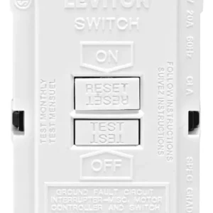 Interruptor GFCI Leviton SmartlockPro de 20A con Autoprueba y Luz LED - Protección Avanzada contra Fallas a Tierra en Blanco para tu Hogar