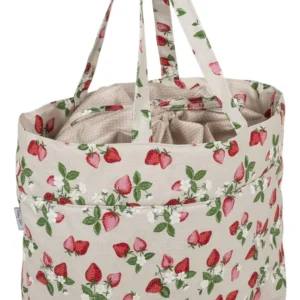 Bolsa Artesanal con Cordón 'Fresas' de 100% Algodón: Ideal para Manualidades, Almacenamiento y Regalos Originales. Diseño Divertido y Resistente para