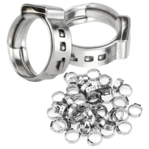 Abrazaderas de Manguera de Oreja Única Crimpables, 15-17.5 mm, Acero Inoxidable [Marca Genérica] - Fijación Segura y Duradera para Tuberías de Riego y