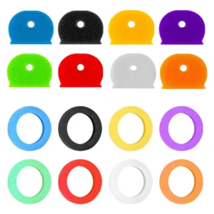 SAHENITEANA Teclas Etiquetas para Llaves: Juego de 16 Piezas de Plástico con Colores Vibrantes - Organización y Fácil Identificación para Hogar y Ofic
