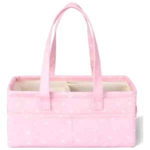 Organizador de Pañales para Bebé Rosa con Estrellas - Marca Bebé Feliz XFCT001M410VC: Portátil, con Compartimentos y Cambiador Integrado - Ideal para