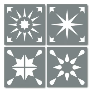 Plantillas de Azulejos Estrellas para Decoración Creativa | Juego de 4 Plantillas Reusables de la Marca [TuMarca] | Patrones Versátiles para Paredes y