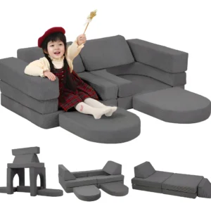 Sofá Modular de Lujo para Sala de Juegos | Modelo 'Confort Max' de [Marca de Sofás] | 10 Piezas en Pana Gris Antracita | Diseño Personalizable y Ampli