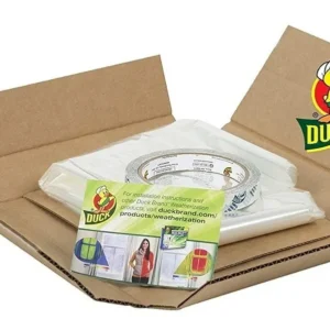 Duck Brand Kit de Aislamiento Térmico para 10 Ventanas: Película Retráctil Transparente para Ahorro Energético y Protección Contra el Frío - Modelo 28
