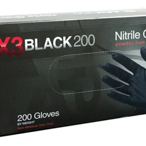 Guantes de Nitrilo AMMEX X3 Negros para Uso Industrial y Alimentación - 2000 Guantes (10 Cajas x 200) - Sin Látex, Resistentes, Seguros y Económicos -
