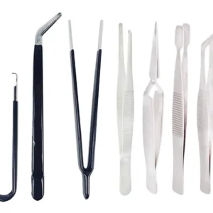 Pinzas de Precisión Antiestáticas RFAIKA - Set 7 Piezas ESD para Electrónica, Joyería y Reparaciones | Acero Inoxidable | Diseño Portátil y Resistente