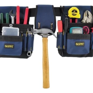 Cinturón de Herramientas Multifuncional FASITE PTN012: 32 Bolsillos, Azul, Resistente, Impermeable, Ideal para Profesionales y Bricolaje, Entrega Rápi