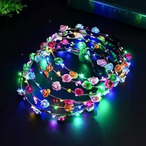 Heytech Corona de Flores LED Luminosas - Pack de 5 Diademas Iluminadas para Fiestas, Bodas, Festivales y Eventos Especiales | Diseño Floral Vibrante y