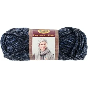 Lion Brand Hometown USA - Ovillo de Lana Gruesa Milwaukee Midnight - 100% Acrílico - Ideal para Proyectos de Tejido y Ganchillo - Suave y Duradero - P