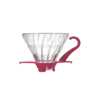 Hario V60 Dripper Rosa para Café: Disfruta de una Experiencia de Café Artesanal con Este Elegante Goteador de Vidrio Rosado, Modelo V60-01, Perfecto p