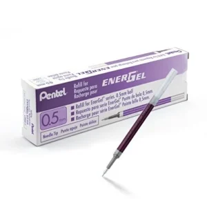 Recargas de Tinta Violeta Pentel EnerGel 0.5 mm - Escritura Fluida y Precisa para Bolígrafos EnerGel - Tinta Gel de Secado Rápido - 12 Recambios