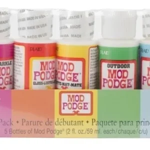 Kit de Inicio Mod Podge: Botellas de 59ml para Proyectos de Manualidades, Decoupage y Artesanía. Pegamento Sellador Acabado Brillante, Fácil Uso y Sec