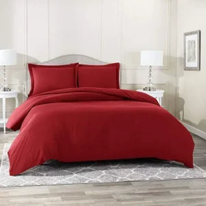 Funda de Edredón Matrimonial ArX: Elegancia y Confort Rojo Vibrante, 3 Piezas de Fibra Cepillada Suave y Resistente, Diseño Moderno para tu Recámara,
