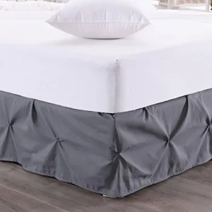 Set de Faldón para Cama de Lujo ArX, Diseño Gris con Alforzas Elegantes, Tamaño Doble/Matrimonial, Confección Premium, Fácil Instalación, Dale un Toqu