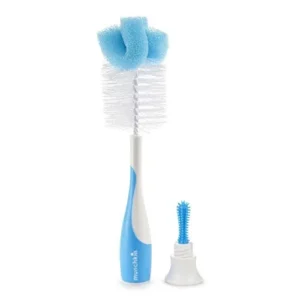 Cepillo para Biberones Munchkin Sponge, Azul: Limpieza Profunda y Segura para Biberones y Accesorios de Bebé. Diseño Ergonómico con Esponja y Cerdas,