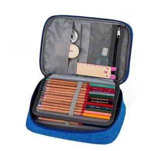 Estuche Portátil para 72 Lápices de Colores ArX | Funda Rígida con Compartimentos Desmontables, Organización Eficiente y Diseño Compacto en Azul y Neg