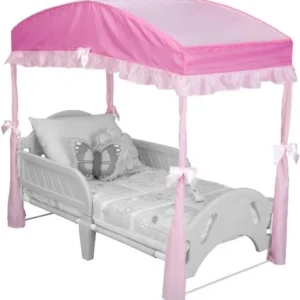 Dosel para Cama de Niña Delta Children: Rosado Encantador para Cama Individual, Fácil Montaje y Diseño Seguro para Dormitorios Infantiles. ¡Crea un Es