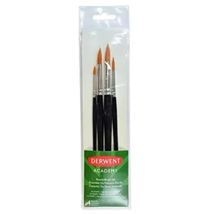 Derwent Academy P6634 - Set de Pinceles Profesionales con Mango de Madera para Acuarela, Óleo y Acrílico | Calidad Premium, Durabilidad y Control Supe