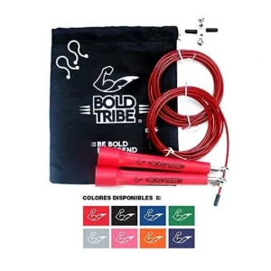 Cuerda para Saltar Crossfit Bold Tribe: Domina tus Entrenamientos con Velocidad y Durabilidad. Cable de Acero con Doble Balero, Agarre Ergonómico y Co