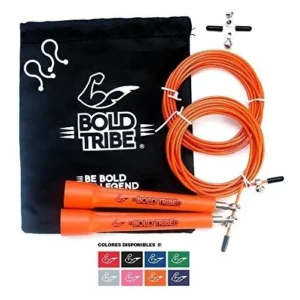 Cuerda para Saltar Crossfit Bold Tribe: Domina tus Entrenamientos con Doble Balero, Mango Ergonómico y Cable Ajustable Naranja - Perfecta para Fitness