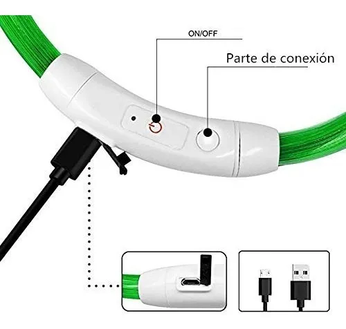 Collar LED Recargable para Perro ArX: Visibilidad Nocturna Superior con Luz Fosforescente, Resistente al Agua, Ajustable y Seguro. ¡Mantén a tu Mascot