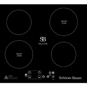 Schönes Bauen Vier - Parrilla de Inducción Empotrable 4 Zonas, Cristal Negro, Control Táctil, Boost y Timer, Cocina Moderna y Eficiente