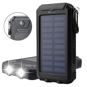 ArX Power Bank Solar 12000mAh - Cargador Portátil Solar de Doble Puerto USB - Resistente al Agua y Golpes - Ideal para Emergencias y Camping - Carga R