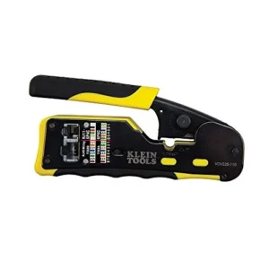Crimpadora Modular Pass-Thru Klein Tools VDV226-110: Crimpa RJ45/RJ11/RJ12, Cuchillas de Corte y Pelado Integradas, Diseño Ergonómico para Redes Profe
