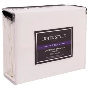 Juego de Sábanas King Size de 250 Hilos, Blanco Elegante - Marca 'Sueño Celestial' - 5 Piezas, Ajuste Perfecto para Colchones de Hasta 35cm de Alto