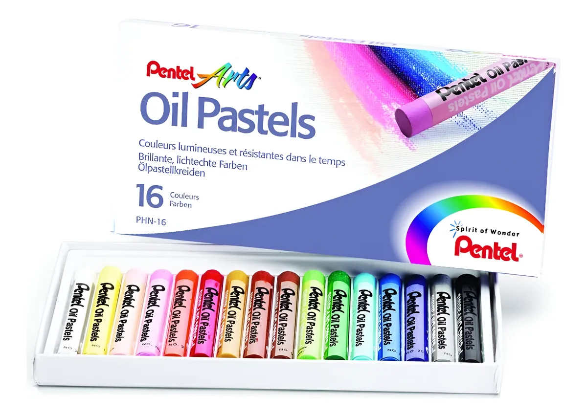 Explora la Creatividad con Gises Pastel Graso Profesional Pentel Arts 16 Colores: Colores Vibrantes, Textura Cremosa y Durabilidad Excepcional para Ar