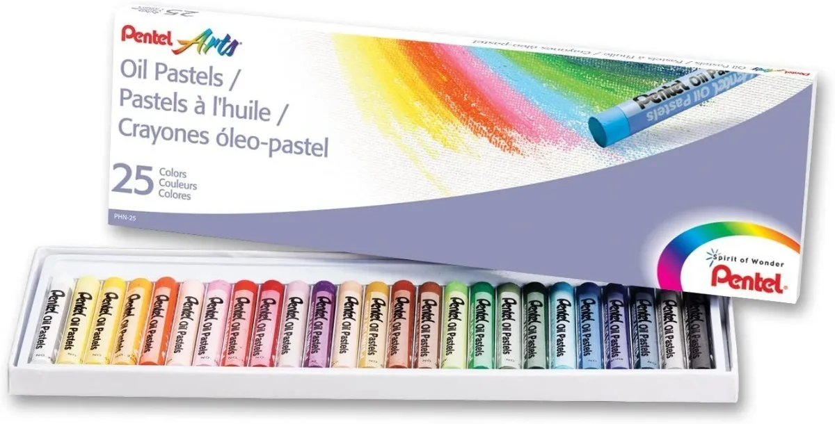 Explora la Creatividad con Pentel Arts: Set de Óleo Gises Pastel Graso Profesional de 25 Colores Vibrantes y Duraderos | Ideal para Artistas y Estudia
