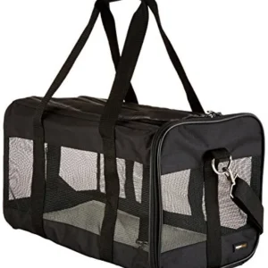 Transportín Negro para Mascotas ArX® Grande: Viajes Seguros y Confortables - Laterales Flexibles, Ideal para Perros y Gatos, Fácil de Limpiar y Transp