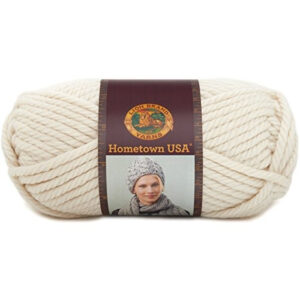 Lion Brand Yarn Hometown USA - Ovillo de Lana Gruesa Houston Cream - 100% Acrílico - Ideal para Proyectos de Tejido y Crochet - Suavidad y Calidez par