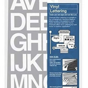 Chartpak Vinilo Autoadhesivo para Señalización Profesional: Letras y Números Mayúsculos de Alta Durabilidad, Adhesión Superior, Ideal para Proyectos d