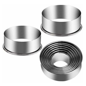 Eokeanon Juego de 9 Moldes para Anillos de Cocina - Acero Inoxidable, Cortadores Redondos para Emplatar, Repostería Creativa y Cocina Gourmet - Versát
