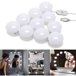 Iluminación Profesional para Espejo de Maquillaje: Kit de 10 Focos LED USB ArX - Luz Fría Ajustable, Fácil Instalación, Ideal para Tocadores y Sets de