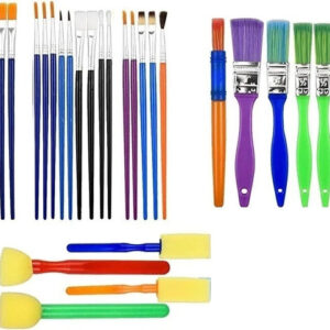 Kit Profesional de Pinceles Mixtos 'Artista' - 25 Piezas para Acuarela, Acrílico, Óleo y Gouache - Diversidad de Tamaños y Materiales - Ideal para Pri
