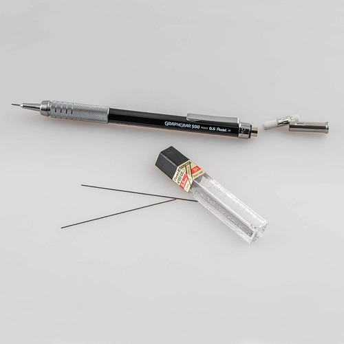 Portaminas Profesional Pentel Graphgear 500: Precisión Japonesa para Dibujo Técnico y Escritura Detallada, Incluye Goma de Borrar y Mina, Disponible e