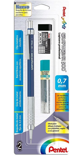 Portaminas Profesional Pentel Graphgear 500: Precisión Japonesa para Dibujo Técnico y Escritura Detallada, Incluye Goma de Borrar y Mina, Disponible e