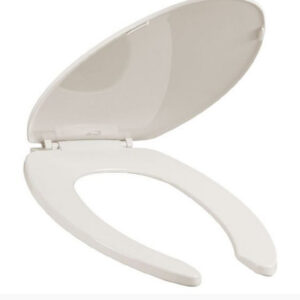 Asiento de Baño Alargado BEMIS Hueso: Resistencia, Elegancia y Fácil Instalación | Tapa Abierta, Plástico Duradero, Bisagras Ajustables y Tornillos An