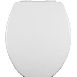 Asiento de Baño Alargado con Cierre Lento Bemis 1955SLOWT, Blanco Elegante y Antibacterial | Instalación Sencilla y Durabilidad Superior
